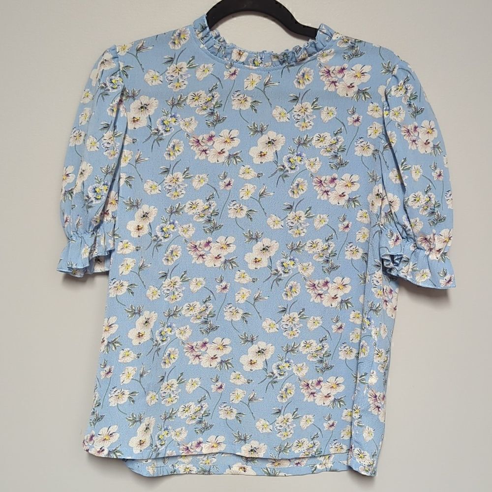 Shein Blue Floral Blouse